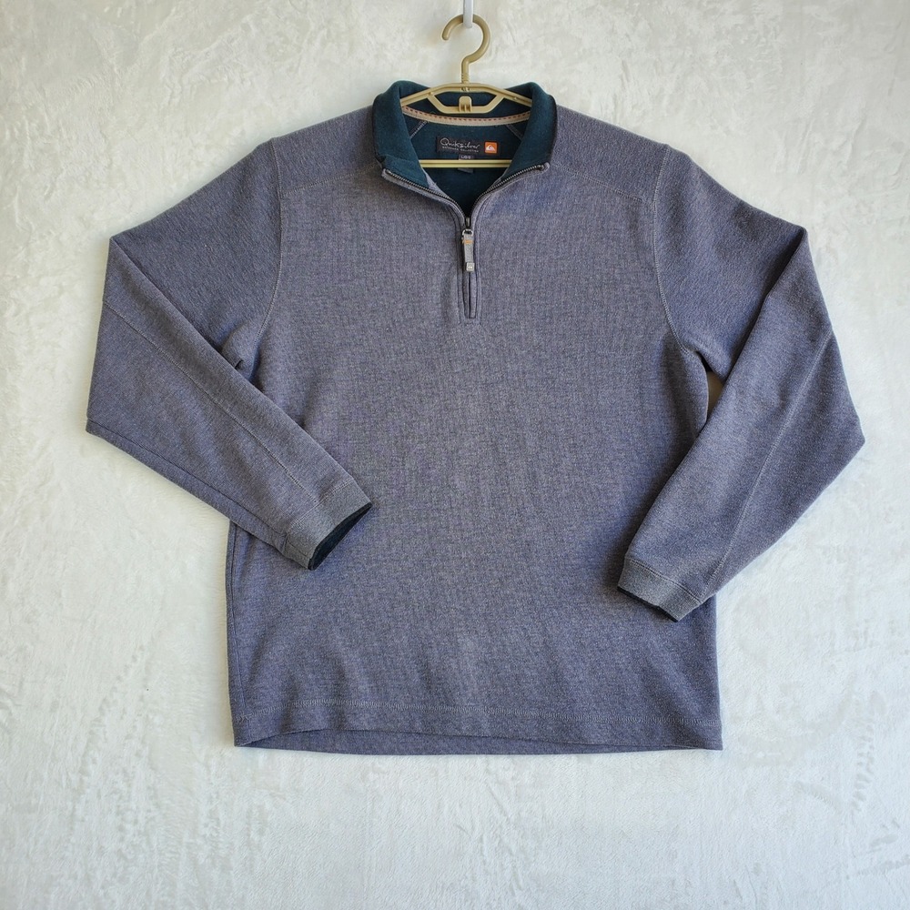 Quiksilver Waterman Collection Quarter Zip Pullover Shirt Surf Life Grey Large